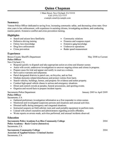 Police Officer Resume Examples Law Enforcement Livecareer