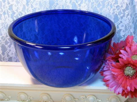 Vintage Cobalt Blue Glass Extra Large Salad Bowl Durand France Etsy