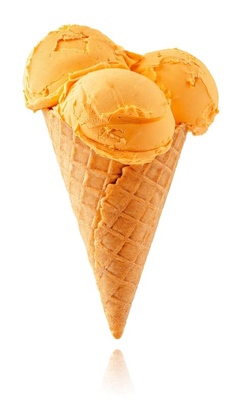 Premium Photo Orange Ice Cream Cone Isolated On White Background With