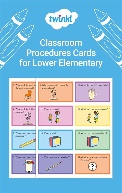 Classroom Procedures Cards For Lower Elementary Low Prep Printable