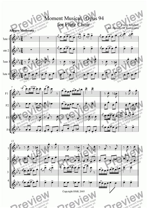 Moment Musical For Flute Choir Download Sheet Music Pdf File