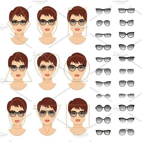 Mujer de las gafas formas 9 caras Gráficos Glasses for face shape