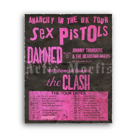 Printable Sex Pistols Anarchy In The Uk Tour Vintage Punk Rock Poster