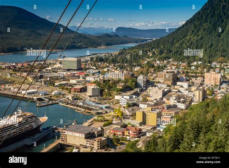 Aerial Northwest View Of Downtown Juneau The Alaska State Capital And