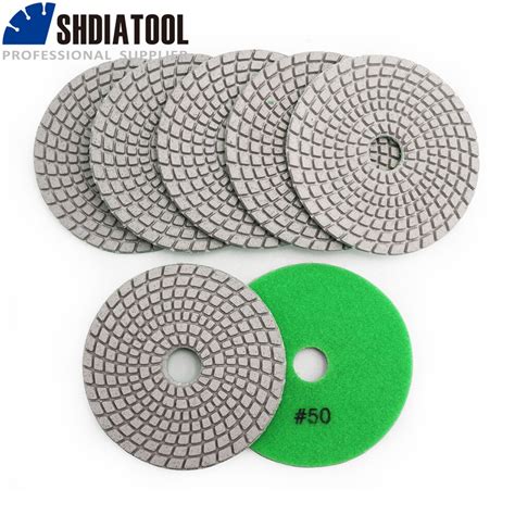 Shdiatool 7pcs 4 50 Diamond Flexible Wet Polishing Pads For Stone