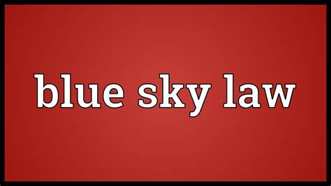 Blue Sky Law Meaning Youtube