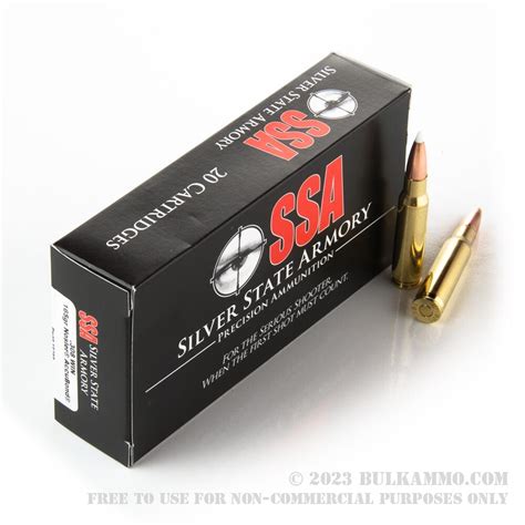 20 Rounds Of Bulk 308 Win Ammo By Silver State Armory 165gr Nosler