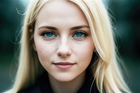 Premium Ai Image A Woman With Blonde Hair And Blue Eyes