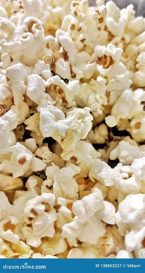 Popped Buttered Popcorn Background Stock Image Image Of Movies Vegan
