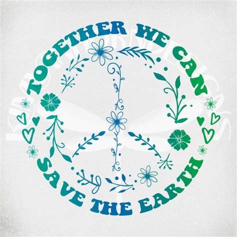 Save The Earth Together We Can Svg Floral Peace Sign Boho Svg Cut