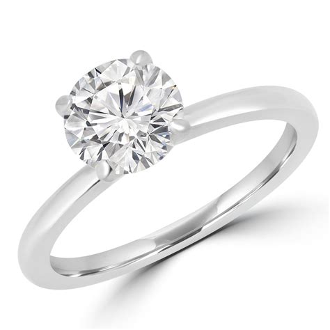 Round Cut Solitaire Engagement Ring In White Gold Anksol W Bijoux