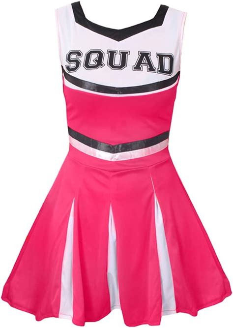 Ladies Cheerleader Costume With Jumbo Pom Poms Womens Highschool Cheerleader American Style