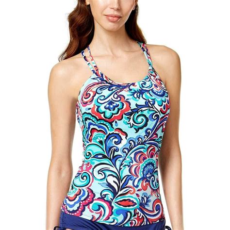 24th and ocean 24th and ocean paisley park high neck racerback tankini top multi large walmart