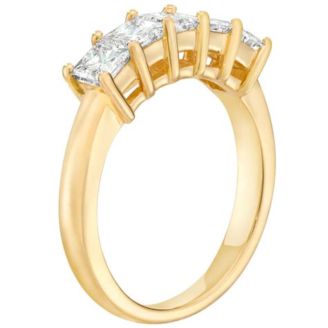 125ctw Princess Cut 5 Stone Diamond Ring 18ct Yellow Gold Costco Uk