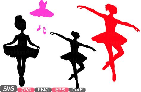 Ballet Ballerina SVG Silhouette Cutting Files sign icons dance slippers