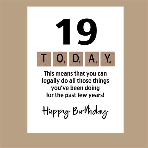 19th Birthday Card Funny Birthday Card The Big 19 Scrabble Etsy Canada