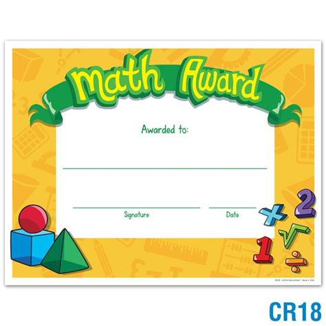 Free Math Award Certificate Templates Printable Templates
