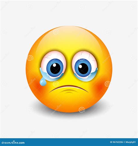 Crying Sad Emoticon Emoji Smiley Vector Illustration Stock Vector