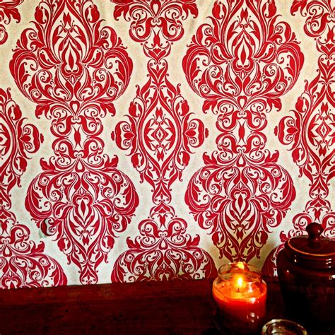 Red Damask Wallpaper The Paper Contains A Typical Red Floral Damask On