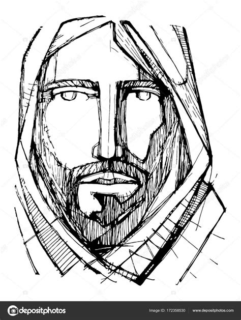Mano Dibujada Jesucristo Rostro Ilustración De Stock De ©bernardojbp