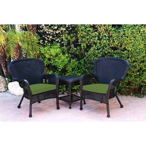 3 Piece Black Wicker Outdoor Furniture Patio Conversation Set With