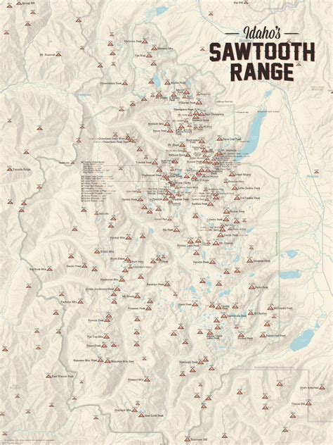 Sawtooth Range Idaho Climbers Map 18x24 Poster Best Maps Ever