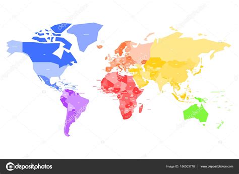 Mapa Colorido Del Mundo Mapa Vectorial Simplificado Con Etiquetas De