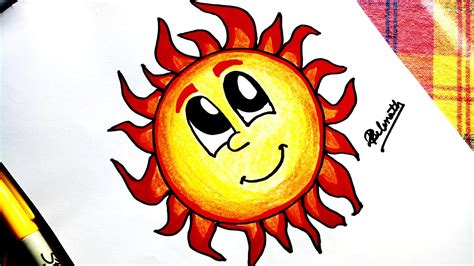 How To Draw A Cute Sun ☀ Drawing For Kids Youtube