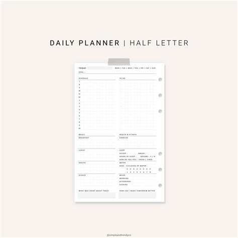 Daily Task List Half Letter Size Planner Inserts Printable Etsy Daily