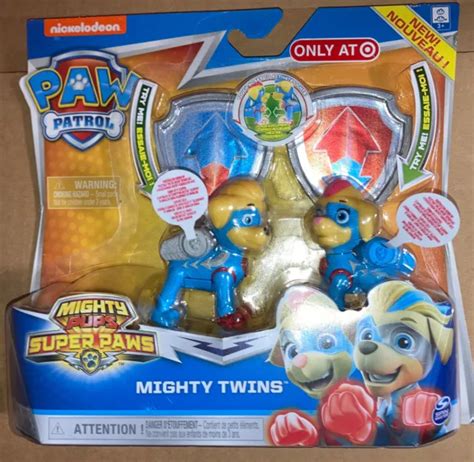 New Paw Patrol Mighty Twins Mighty Pups Super Paws Lights Up Spin