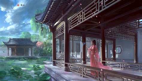 Asia Fantasy Art Fantasy Girl Artwork Chinese Architecture Chinese