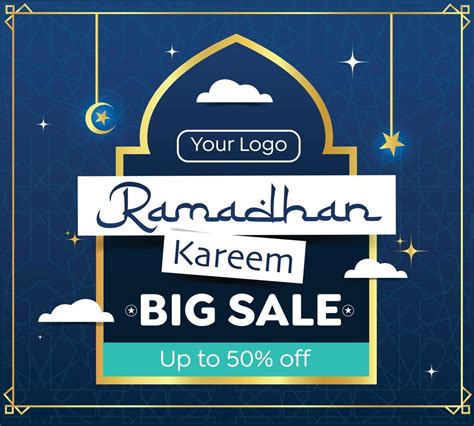 Ramadan Sale Banner Template Design With A Crescent Moon And Lanterns