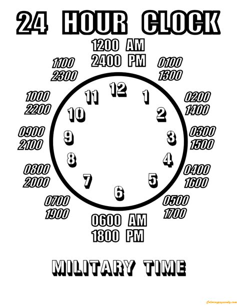 24 Hour Clock Converter Printable Military Time Chart More Images