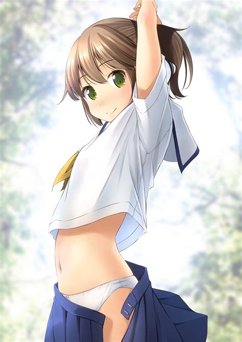Safebooru 1girl Arms Up Bangs Blue Skirt Blurry Blurry Background