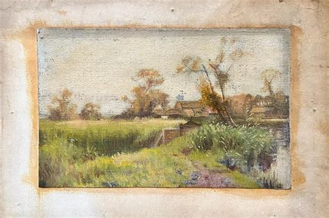 Antique English Antique Victorian English Oil Open Field View Of