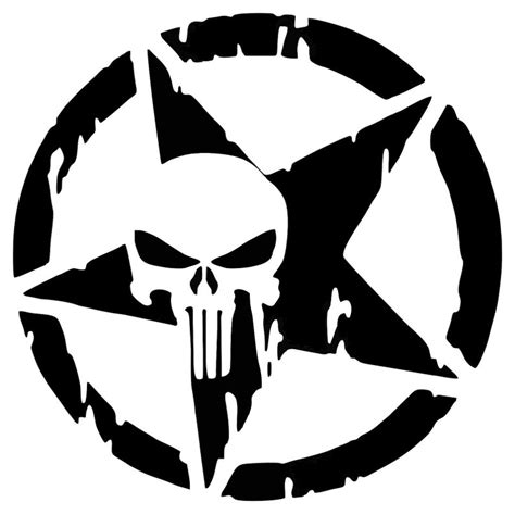 Vinyl Decal Army Star Ripped Skull Punisher Sticker For Car Etsy