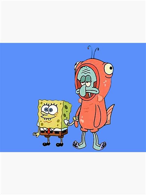 Spongebob And Squidward In A Pink Salmon Suit Art Print For Sale By