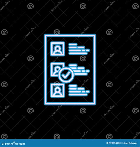 Selected CV Line Icon in Neon Style. One of Headhunting, HR Collection