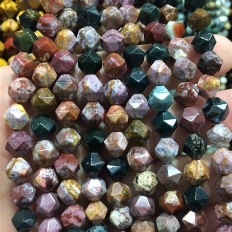 Faceted Ocean Jasper Stone Beads Natural Gemstone Beads Diy Loose Beads