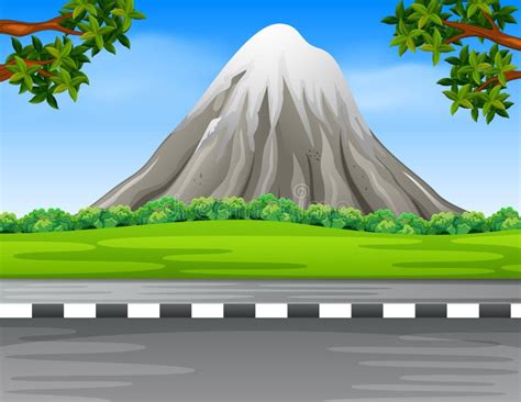 Scenery With Road And The Mountain Stock Vector Illustration Of