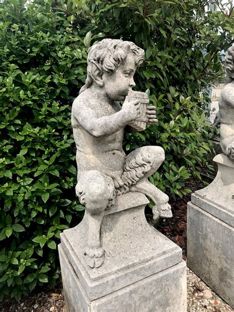 Four Italian Fauns Stone Garden Statues Representing Musicians For Sale ...