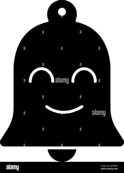 Smiling Bell Glyph Icon Happy Notifications Announcements Reminder