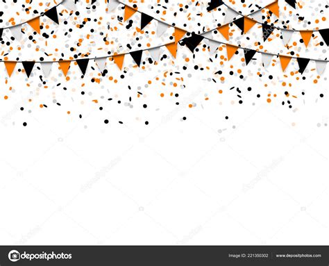 Seamless Confetti Garlands Background Black Orange White Confetti Used