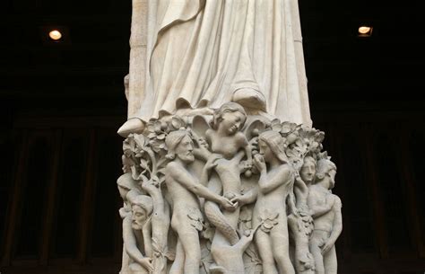 Adam Eve And Female Serpent At Marys Feet Notre Dame Paris Notre