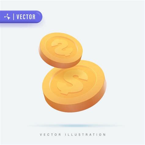 3d realistische münze vektor illustration 3d goldmünze isoliert auf weißem hintergrund dollar