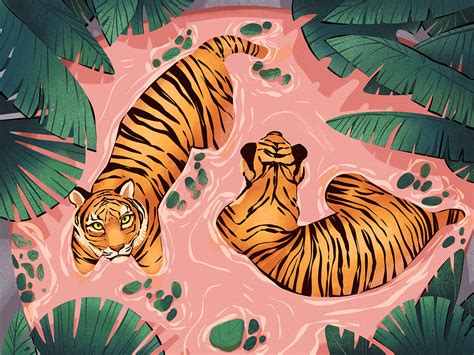 Relaxing Tigers Illustration by tubik.arts on Dribbble