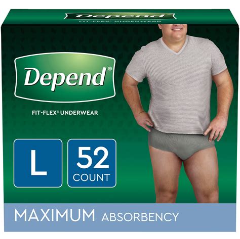 Depend Fit Flex Incontinence Underwear For Men Maximum Absorbency Large Grey Count