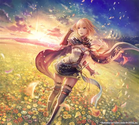 Anime Girl Pretty Beautiful Long Hair Dress Fantasy Flower Wallpaper