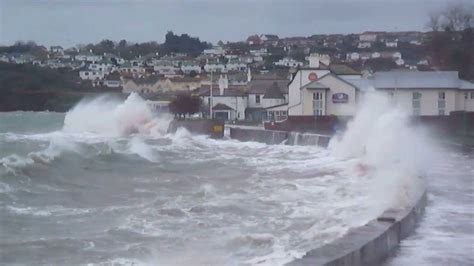 Huge Storm Waves Hit Devon Resort Of Goodrington In Paignton At High