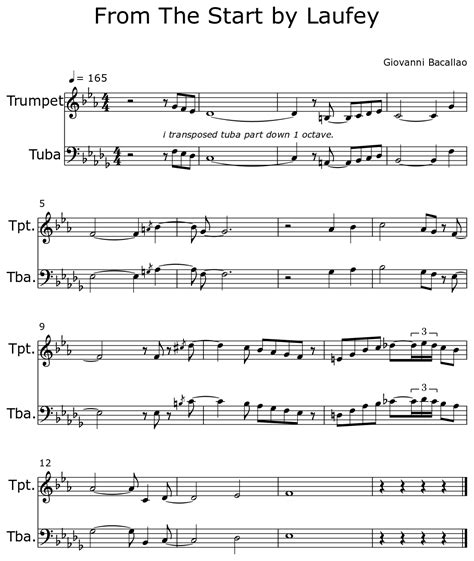 From The Start By Laufey Sheet Music For Trumpet Tuba